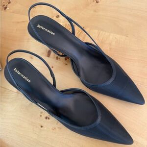 Reformation Slingback Whitnee Black Kitten Heels